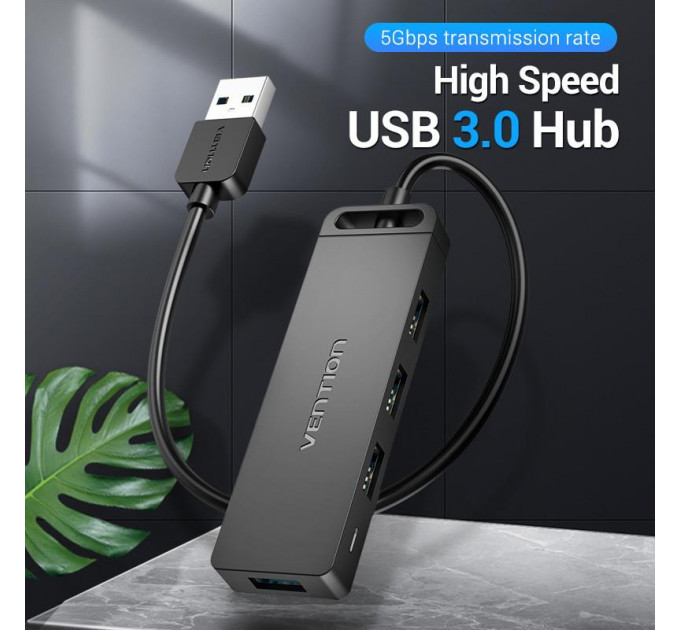 Концентратор Vention 4-Port с micro USB питанием 0.15M Black (CHLBB)