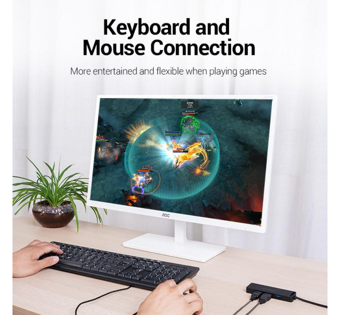 Концентратор Vention 4-Port с micro USB питанием 0.15M Black (CHLBB)
