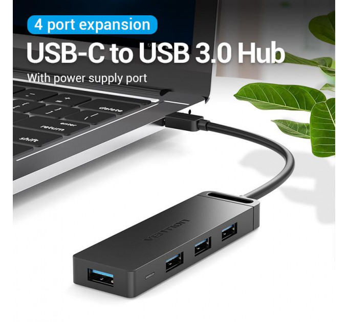 Концентратор Vention 4-Port с micro USB питанием 0.15M Black (TGKBB)