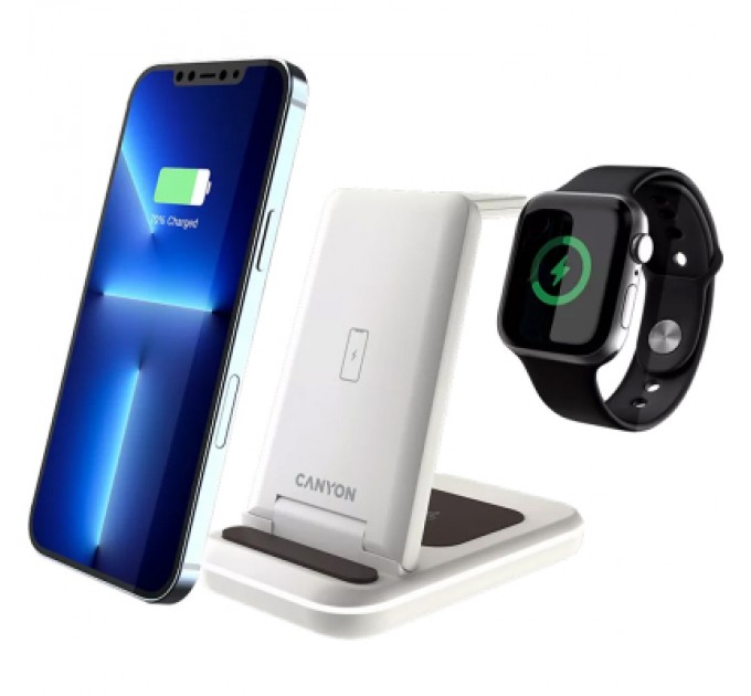 Canyon Зарядний пристрій Canyon WS-304 Foldable 3in1 Wireless charger Cosmic Latte (CNS-WCS304CL)