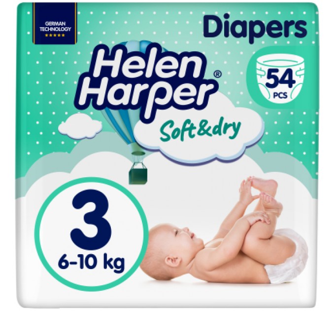 Helen Harper Підгузки Helen Harper Soft&Dry New Midi Розмір 3 (6-10 кг) 54 шт (2316772)