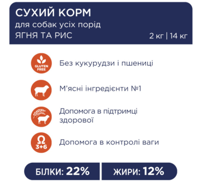 Club 4 Paws Сухий корм для собак Club 4 Paws Преміум. Ягня і рис 14 кг (4820083909573)