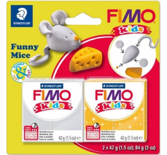 Fimo Набір для творчості Fimo Kids Веселе мишеня 2 кольори х 42 г (4007817057254)