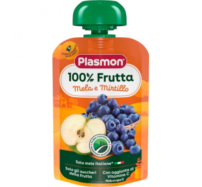 Дитяче пюре Plasmon Яблуко, лохина 100 г (1136130)