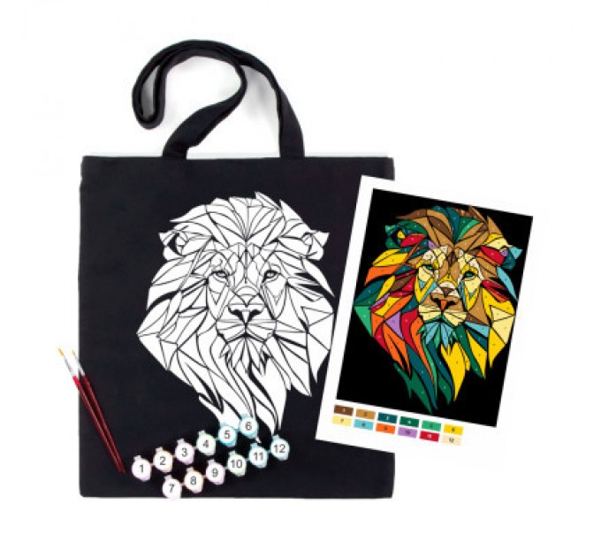 Rosa Набір для творчості Rosa екосумка-розмальовка, чорна, Неоновий лев 38х42см (4823098539759)