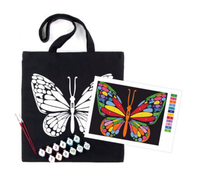 Rosa Набір для творчості Rosa екосумка-розмальовка, чорна, Чарівний метелик 38х42см (4823098539728)