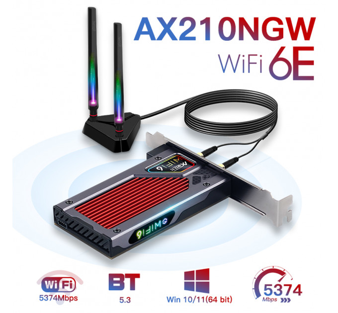 Беспроводной адаптер Fenvi FV-AXE3000RGB Gaming (Intel AX210)