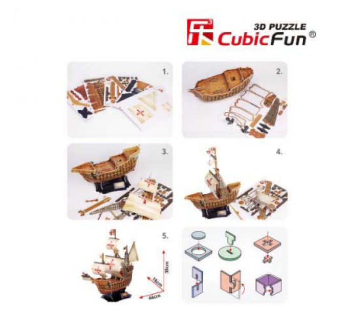 Cubic Fun Пазл Cubic Fun Тривимірна головоломка-конструктор Корабель Санта Марія (T4008h)