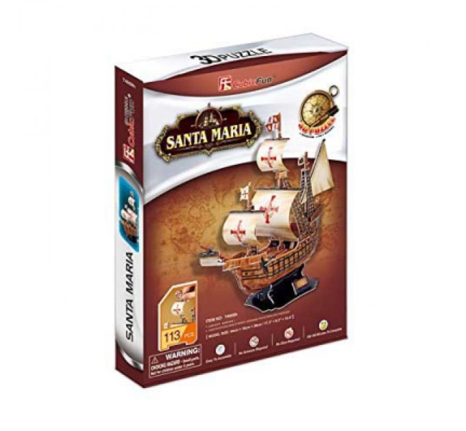 Cubic Fun Пазл Cubic Fun Тривимірна головоломка-конструктор Корабель Санта Марія (T4008h)