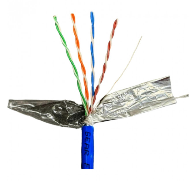 Кабель мережевий GEAR FTP 100м, cat.5e, CCA(25), 4*2*0,51, PVC, indoor, blue (GEC-FTPCCA25051100)
