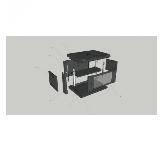 Шафа настінна GEAR 12U 19'' 600x600x600 мм, + полка 19", black (GWMSN-12U-600-600)