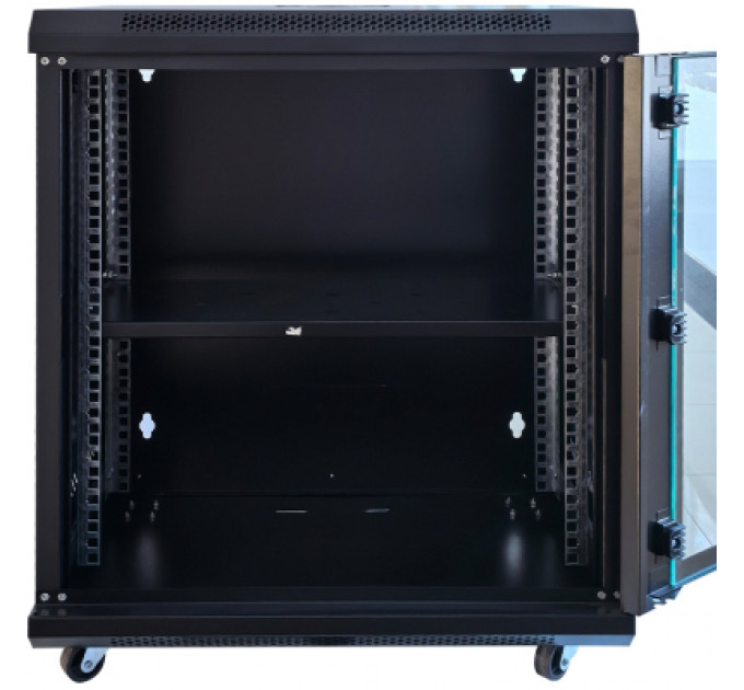 Шафа настінна GEAR 12U 19'' 600x600x600 мм, + полка 19", black (GWMSN-12U-600-600)