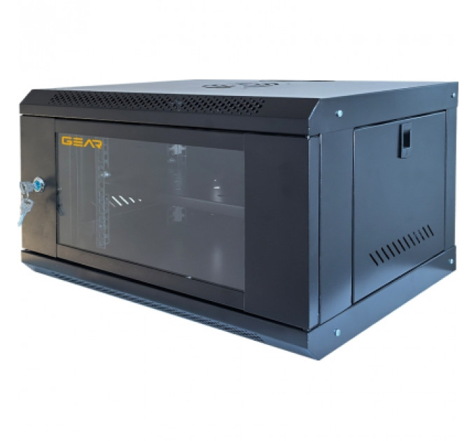 Шафа настінна GEAR 6U 19'' 600x600x300 мм, + полка 19", black (GWMSN-6U-600-600)