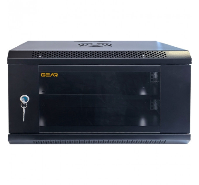 Шафа настінна GEAR 6U 19'' 600x600x300 мм, + полка 19", black (GWMSN-6U-600-600)