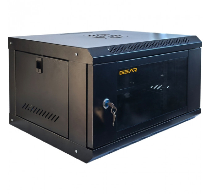 Шафа настінна GEAR 6U 19'' 600x600x300 мм, + полка 19", black (GWMSN-6U-600-600)
