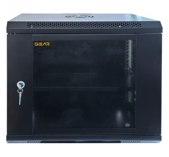 Шафа настінна GEAR 9U 19'' 600x600x450 мм, + полка 19", black (GWMSN-9U-600-600)