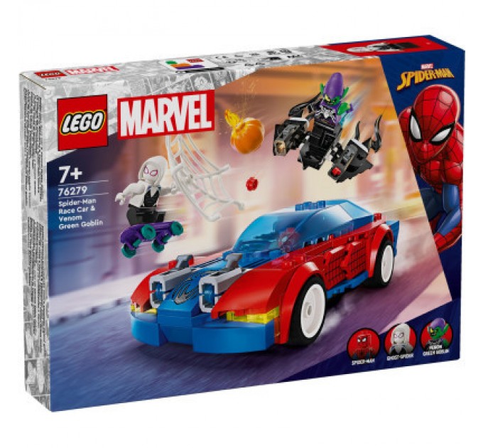 LEGO Конструктор LEGO Super Heroes Автомобіль для перегонів Людини-Павука й Зелений Гоблін з отрутою Венома 227 детале (76279)