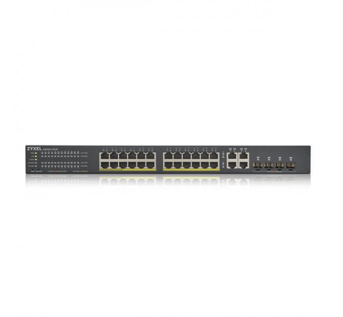 Коммутатор ZYXEL GS1920-24HPv2 (GS192024HPV2-EU0101F) (24xGE PoE, 4xGE/SFP, Smart, NebulaFlex, Max PoE 375W)