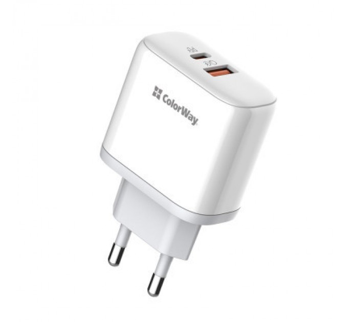 ColorWay Зарядний пристрій ColorWay Power Delivery Port PPS USB (Type-C PD+ USB QC3.0) (45W) white (CW-CHS042PD-WT)