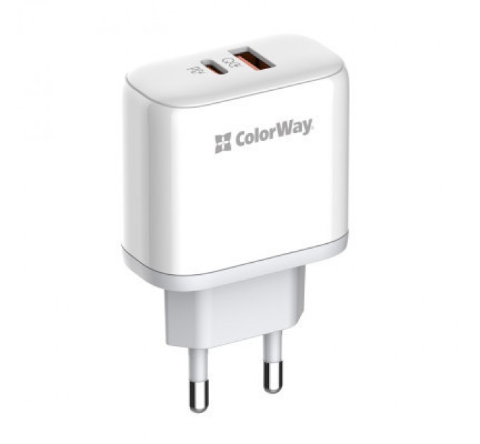 ColorWay Зарядний пристрій ColorWay Power Delivery Port PPS USB (Type-C PD+ USB QC3.0) (45W) white (CW-CHS042PD-WT)