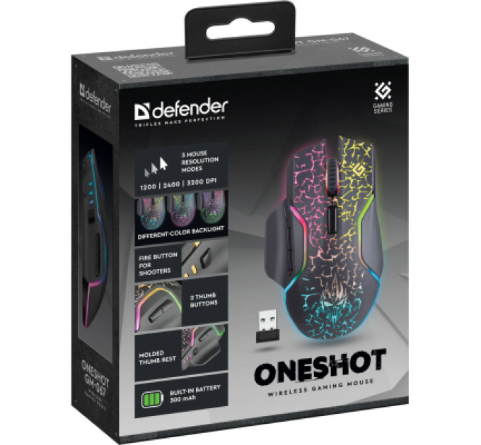 Мишка Defender Oneshot GM-067 Wireless Black (52067)