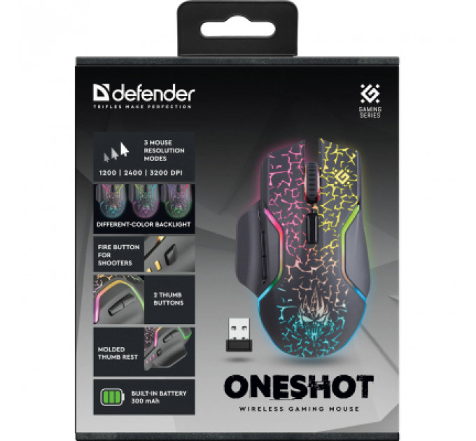 Мишка Defender Oneshot GM-067 Wireless Black (52067)