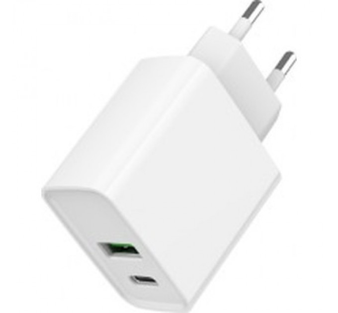 Gembird Зарядний пристрій Gembird USB-A + Type-C (PD20W + QC3.0 18W) white (TA-UC-PDQC20-01-W)