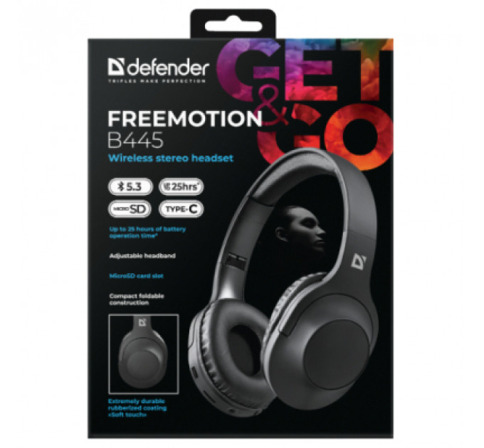 Навушники Defender FreeMotion B445 Bluetooth Black (63445)