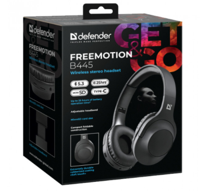 Навушники Defender FreeMotion B445 Bluetooth Black (63445)