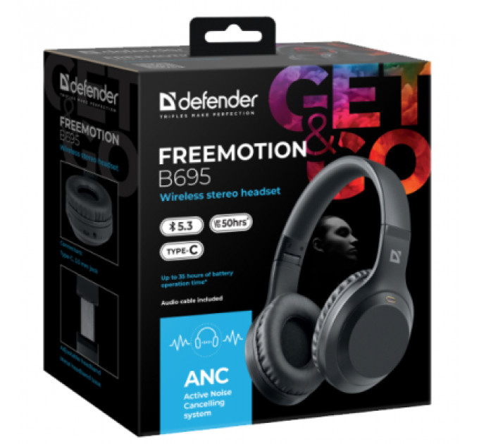 Навушники Defender FreeMotion B695 Bluetooth ANC Black (63695)