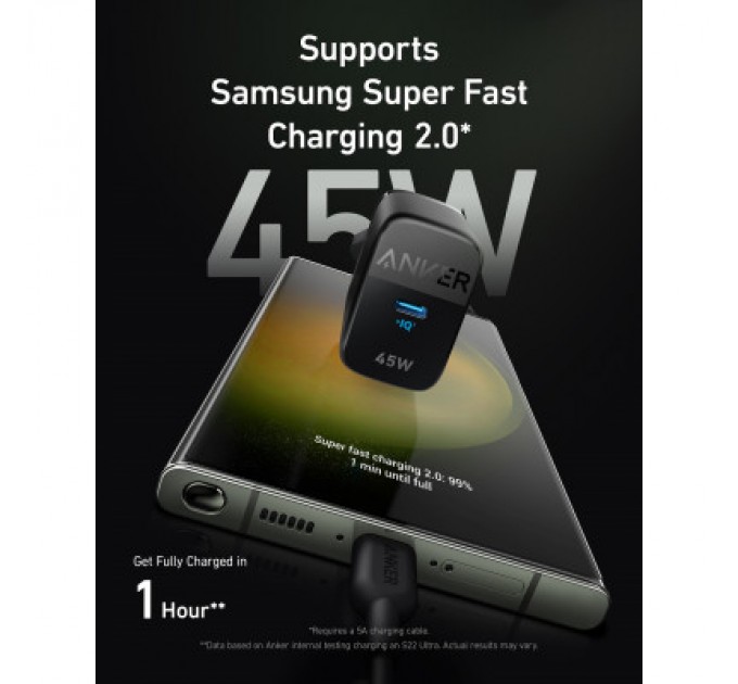 Anker Зарядний пристрій Anker PowerPort 313 - 45W PD + PPS USB-C Black (A2643G11)