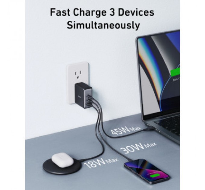 Зарядний пристрій Anker PowerPort 736 Nano II - 100W 2xUSB-C PD 1xPIQ GaN Black (A2145G11)