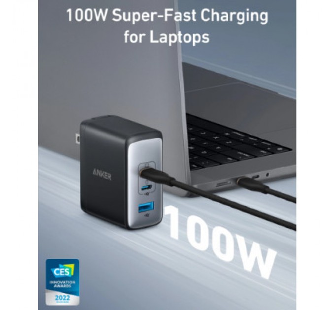 Зарядний пристрій Anker PowerPort 736 Nano II - 100W 2xUSB-C PD 1xPIQ GaN Black (A2145G11)