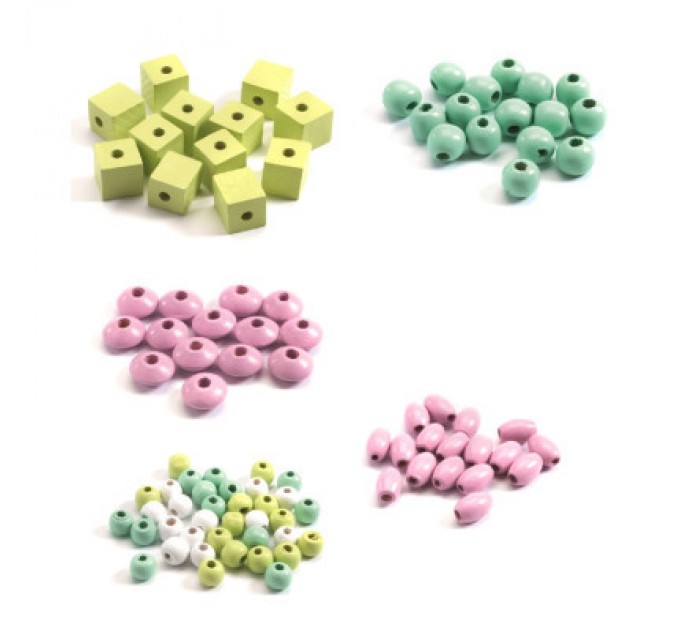 Djeco Набір для творчості Djeco з дерев'яними бусинами Квіти (DJ09808)