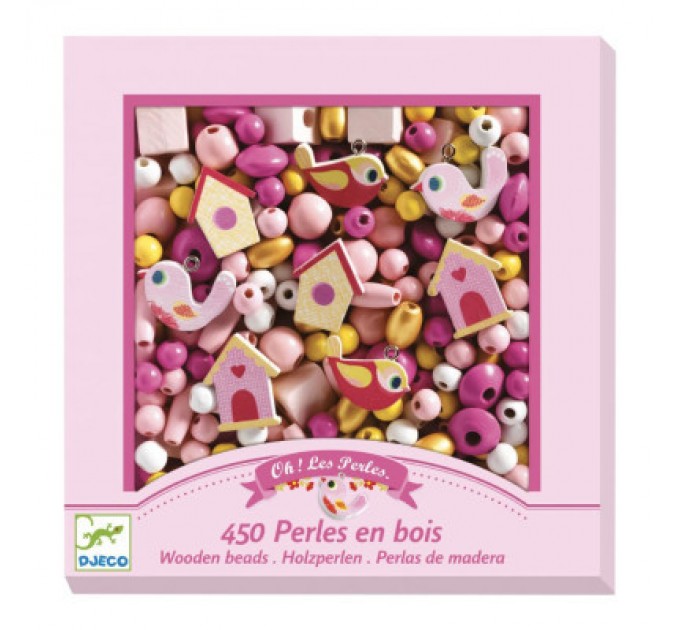 Djeco Набір для творчості Djeco з дерев'яними намистинами Пташки (DJ09809)
