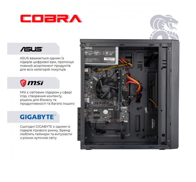 Персональный компьютер COBRA Optimal (I11.16.S2.INT.431); Intel Core i3-10100 (3.6 - 4.3 ГГц) / ОЗУ 16 ГБ / SSD 240 ГБ / INTEL UHD Graphics 630 / без ОП / LAN / Ubuntu / черный