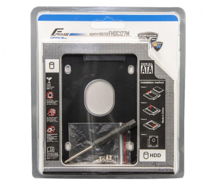Переходник Frime для установки 2.5" SSD/HDD в отсек привода 12.7мм Black/Silver (FHDC127M)