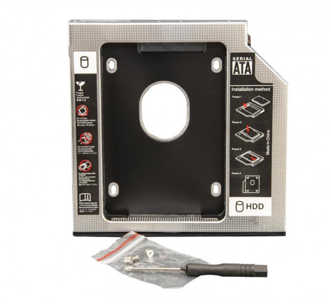 Переходник Frime для установки 2.5" SSD/HDD в отсек привода 12.7мм Black/Silver (FHDC127M)