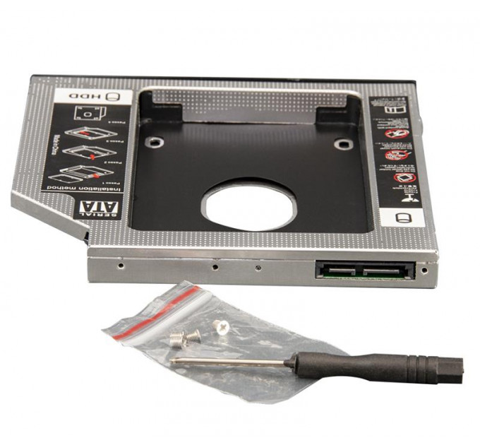 Переходник Frime для установки 2.5" SSD/HDD в отсек привода 12.7мм Black/Silver (FHDC127M)