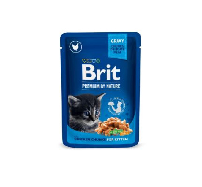 Brit Premium Вологий корм для кішок Brit Premium Cat Pouches Chicken Chunks for Kitten 100 г (8595602506026)