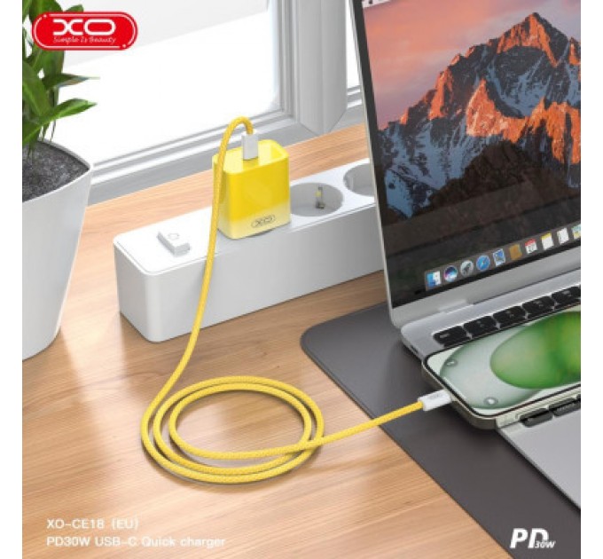 XO Зарядний пристрій XO CE18 PD30W USB-C Yellow (XO-CE18-YEL)