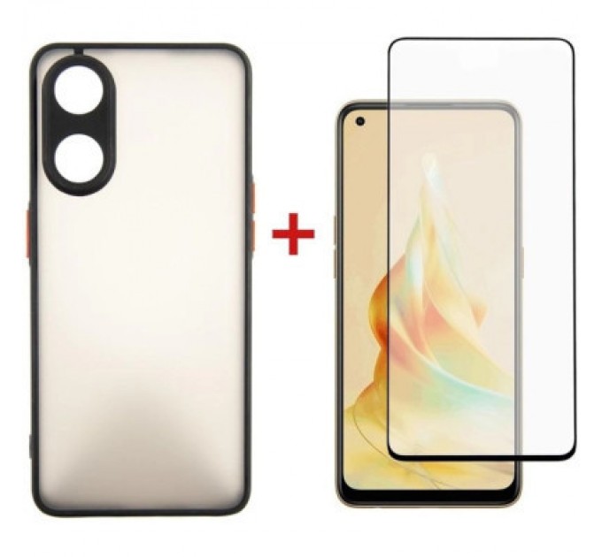 Dengos Чохол до мобільного телефона Dengos Kit for OPPO Reno 8T case + glass (Black) (DG-KM-33)