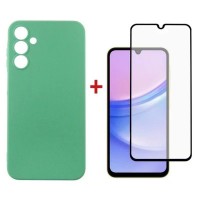 Чохол до мобільного телефона Dengos Kit for Samsung Galaxy A15 case + glass (Mint) (DG-KM-59)