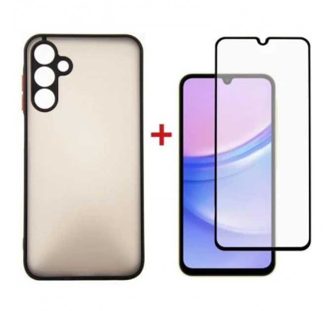 Dengos Чохол до мобільного телефона Dengos Kit for Samsung Galaxy A15 case + glass (Black) (DG-KM-69)