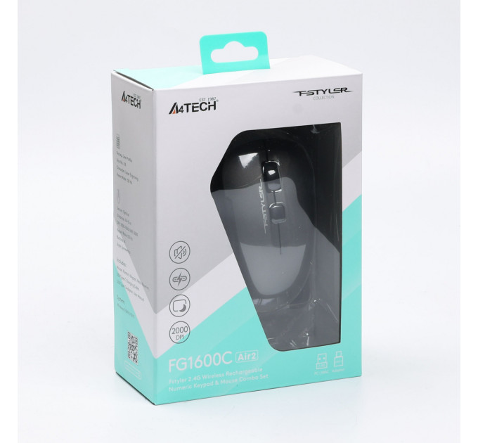 Комплект (клавиатура цифровая, мышь) беспроводной Fstyler FG1600C Air2 Grey