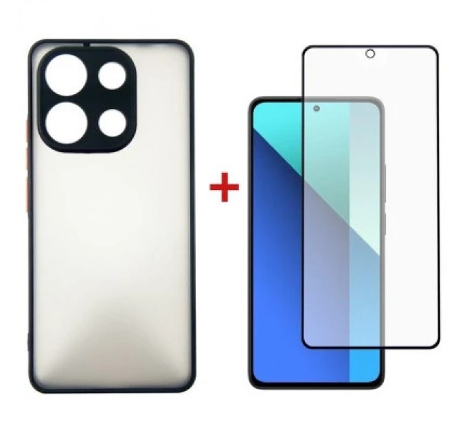 Dengos Чохол до мобільного телефона Dengos Kit for Xiaomi Redmi Note 13 4G case + glass (Black) (DG-KM-66)