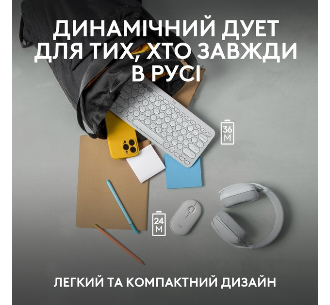 Комплект (клавиатура, мышь) беспроводной Logitech Pebble 2 Combo White (920-012240)
