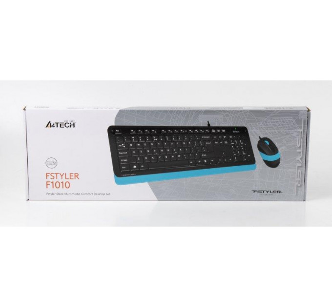 Комплект (клавиатура, мышь) A4Tech F1010 Black/Blue