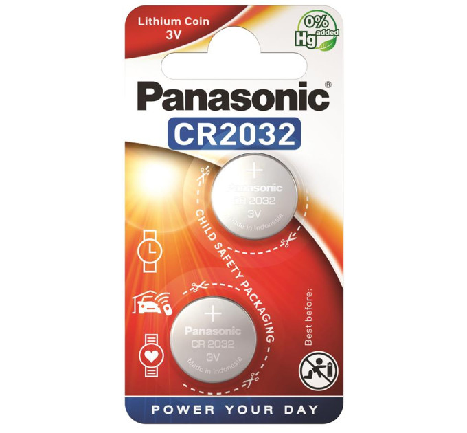 Panasonic Батарейка Panasonic CR 2032 Lithium * 2 (CR-2032EL/2B)