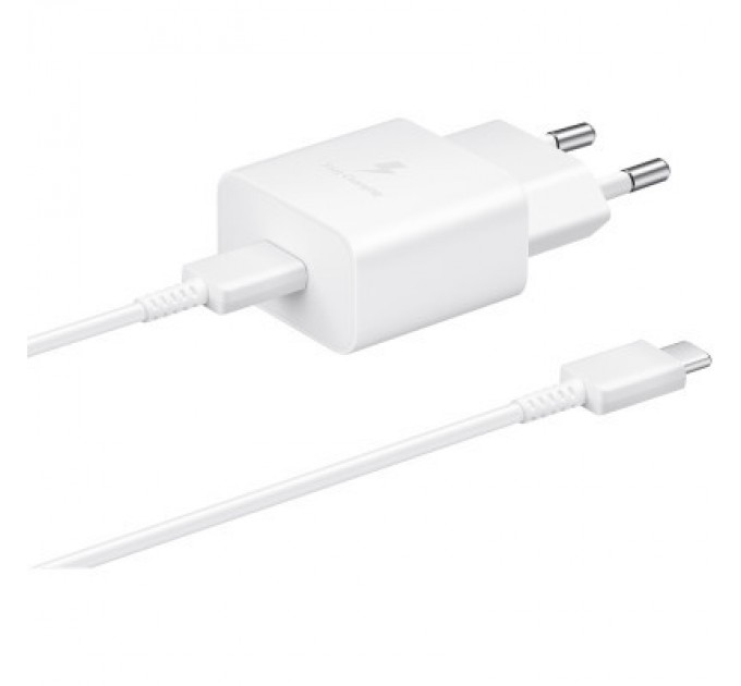 Samsung Зарядний пристрій Samsung USB-С 15W White + Cable USB-C 1m (EP-T1510XWEGEU)